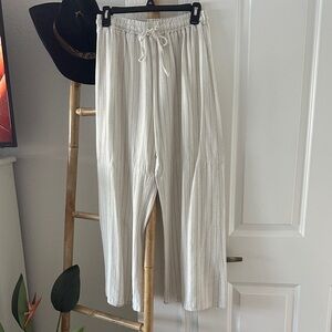 Striped Wide-Leg Pants linen